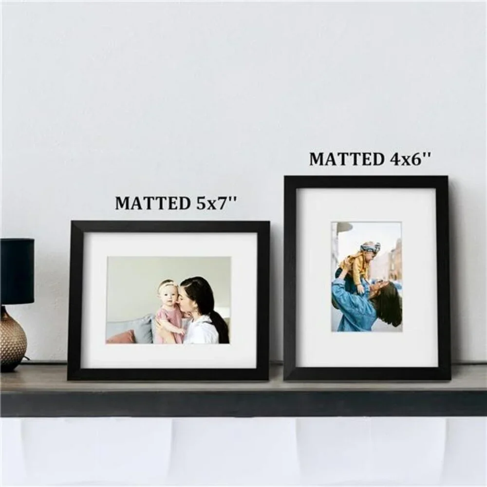 Egofine 8x10 Black Wood Picture Frames Set Tabletop Wall Mount Photo Display